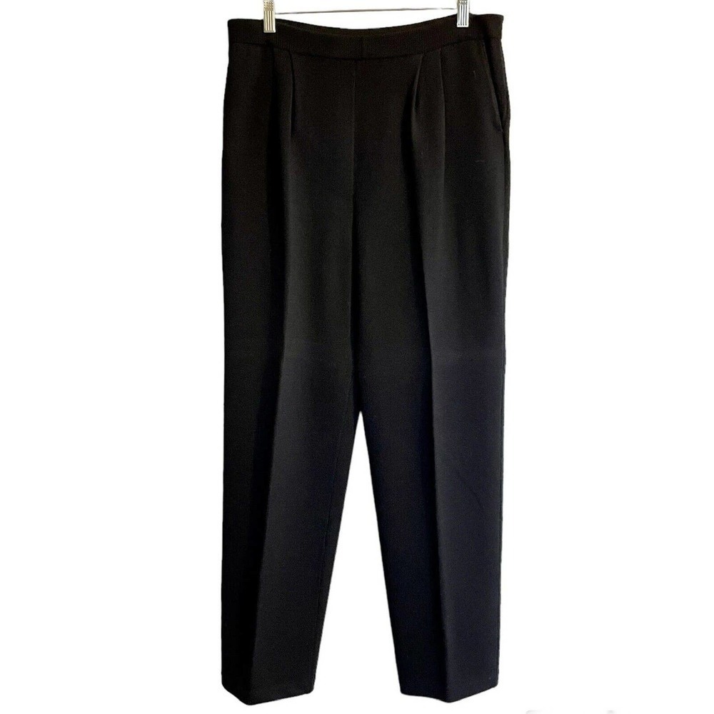 St. John Basics Santana Knit Pants Size 12 Black Pockets Vintage Y2K Ple…